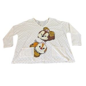 𝅺Disney Store Tsum Tsum Chip & Dale Womens 3/4 Sleeve Top • NWOT • Medium​